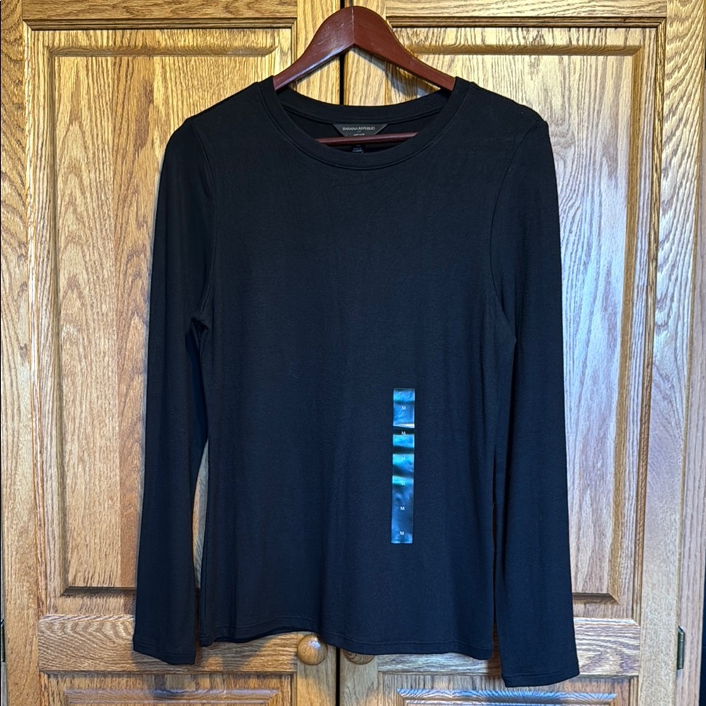 Banana Republic Black Soft Luxe Long Sleeve Top